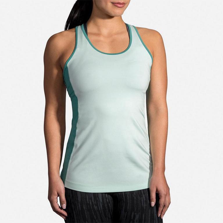 Brooks Women's PICK-UP Running Tank Top - Green - Canada (TYSBV-7058)